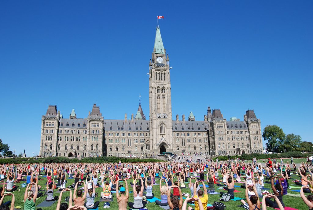 Yoga on Parliament Hill in Ottawa, Ontario, Canada