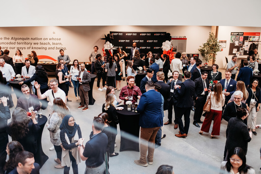 Sprott Master of Accounting students, alumni, faculty and accounting professionals networking at the annual MAcc and Cheees at Carleton University in Ottawa, Ontario, Canada.