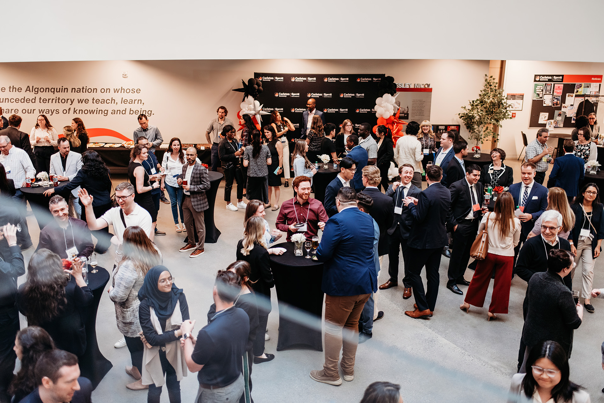 Sprott Master of Accounting students, alumni, faculty and accounting professionals networking at the annual MAcc and Cheees at Carleton University in Ottawa, Ontario, Canada.