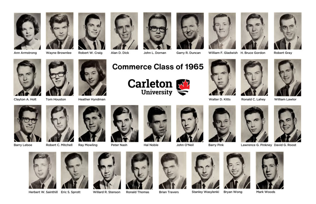 Graduation class composite photo for Carleton University's Commerce Class of 1965.