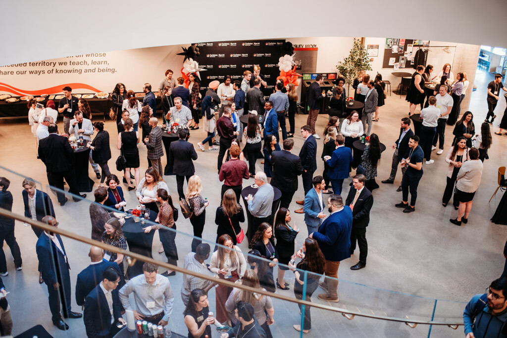 Reception in the Nicol Building, home of the Sprott School of Business at Carleton University in Ottawa, Canada.