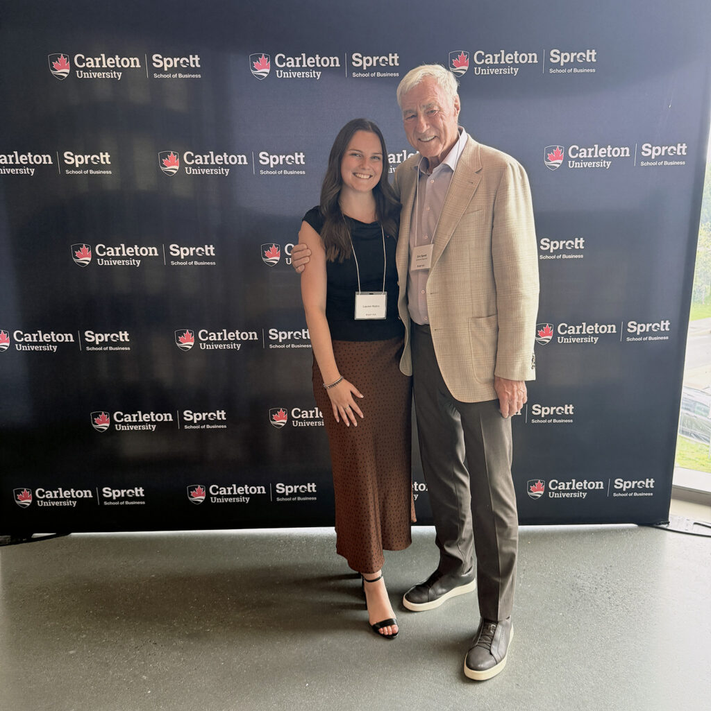 Graduate and award recipient Lauren Noble (BCom/26) with Eric Sprott (BCom/65).