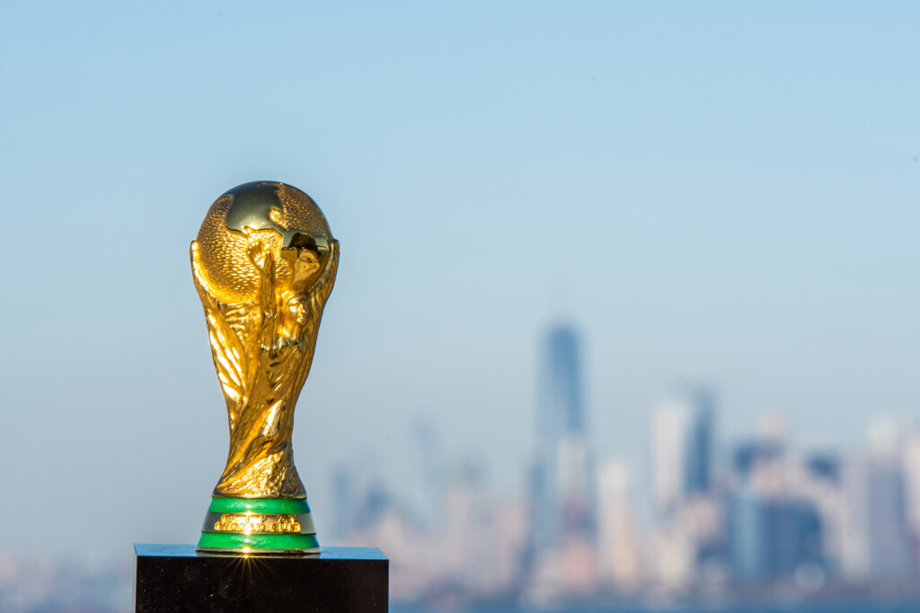 USA, New York, October 2019: World Cup FIFA on background New York city.