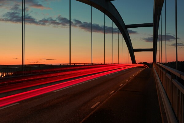 a bridge at sunset
