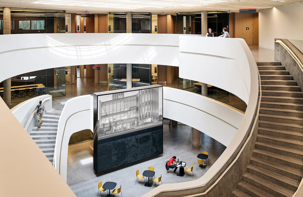 Atrium of the Sprott School of Business's Nicol Building at Carleton University in Ottawa, Canada.