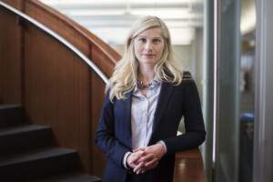 Angela Dionisi in MacOdrum Library, Carleton University