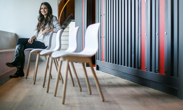 BCom alum Konval Matin in Shopify's offices.