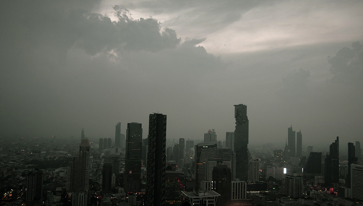 Osaka, Japan on a cloudy and rainy day.