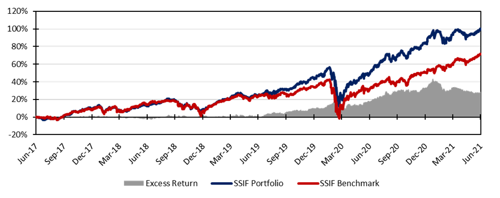 A chart from June 2017 to June 2021 showing growth from 0-100%