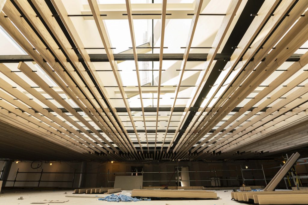 the ceiling under construction