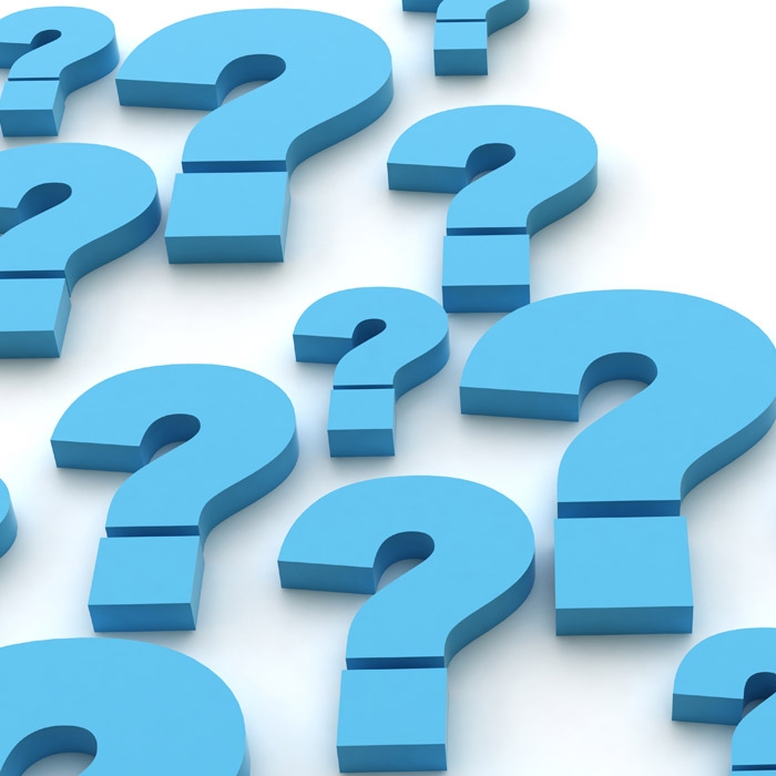 random blue question marks