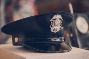 police hat on box